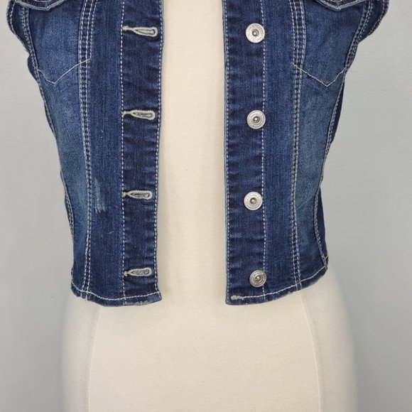 Amethyst Jean Harley Davidson Applique Vest, L (J) - Picture 5 of 12